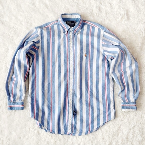 Ralph Lauren Other - Ralph Lauren Men Stripe Blue White Oxford Button Down Long Sleeve Shirt